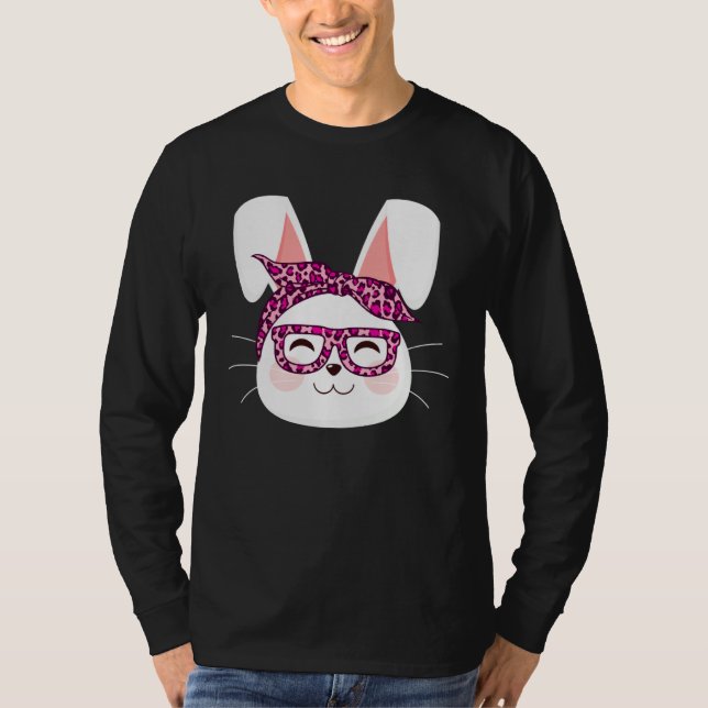 Camiseta Bunny face Cool Easter Bunny with Glasses Easter   (Anverso)