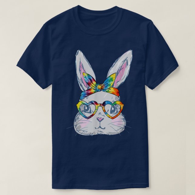 Camiseta Bunny Face Gafas de sol Tie Dye Glasses Bandana Ea (Diseño del anverso)