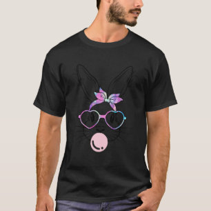 Camiseta Bunny Face Galaxy Glasses Bubble Gum Easter Day