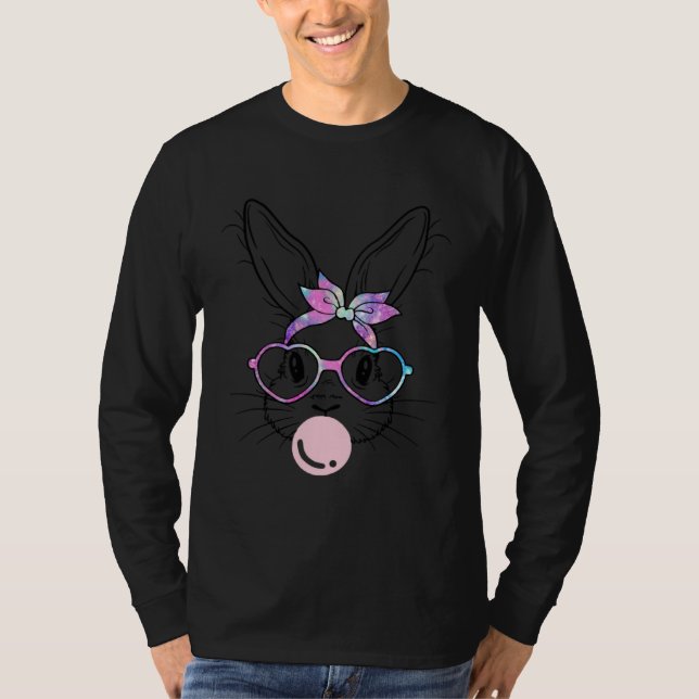Camiseta Bunny Face Galaxy Glasses Bubble Gum Easter Day (Anverso)