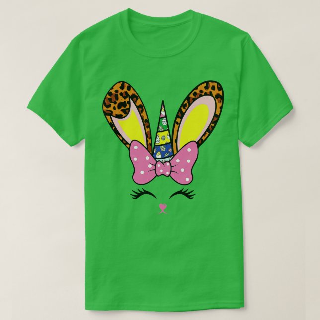 Camiseta Bunny Face Leopard Glasses Bubble Gum Easter Day G (Diseño del anverso)