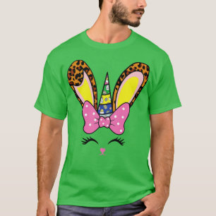 Camiseta Bunny Face Leopard Glasses Bubble Gum Easter Day G