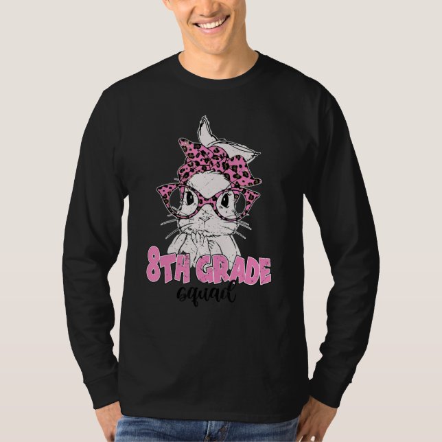Camiseta Bunny Face Leopard Glasses Easter 8Grado Squad (Anverso)