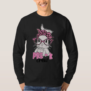 Camiseta Bunny Face Leopard Glasses Easter Pre K Crew