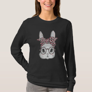 Camiseta Bunny Face Leopard Glasses Headband Happy Easter D
