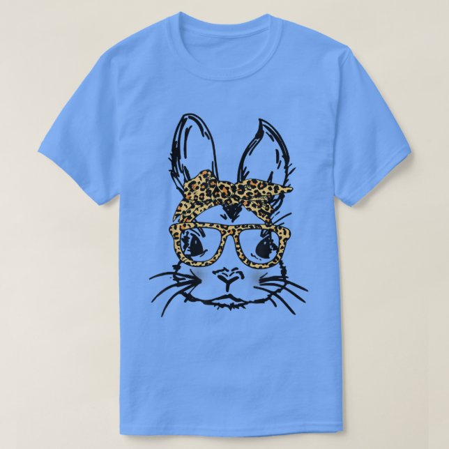 Camiseta Bunny Face Leopard Messy Bun Sungafas Bandana Ea (Diseño del anverso)