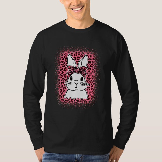 Camiseta Bunny Face Leopard Pink Glasses Easter Day 2022 Wo (Anverso)