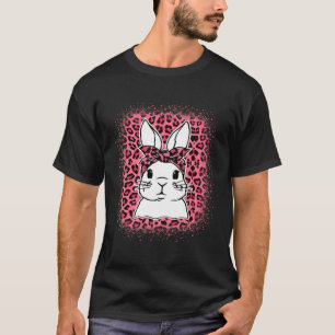 Camiseta Bunny Face Leopard Pink Glasses Easter Day 2022 Wo