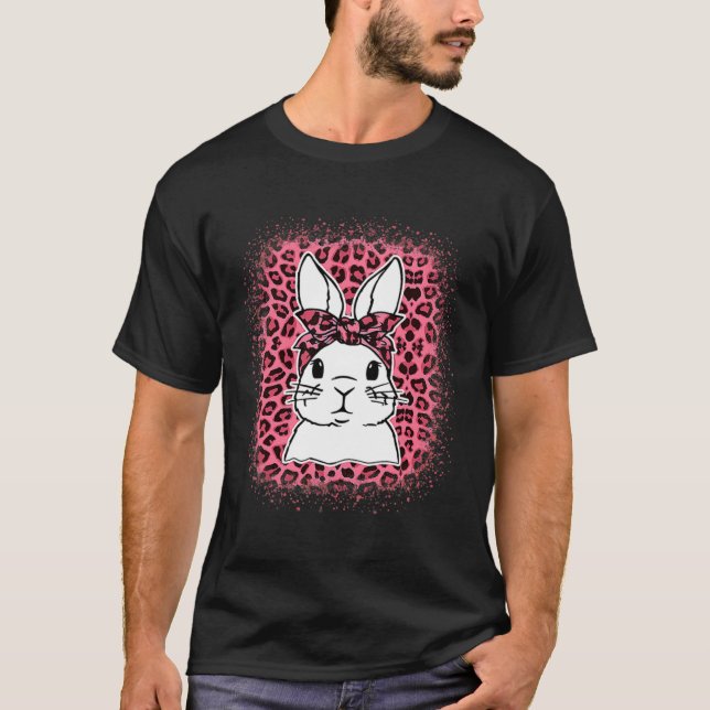 Camiseta Bunny Face Leopard Pink Glasses Easter Day 2022 Wo (Anverso)