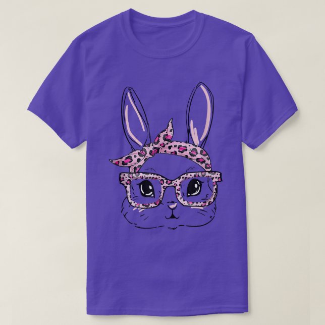 Camiseta Bunny Face Leopardo Glasses Conejo De Cabecera Fel (Diseño del anverso)