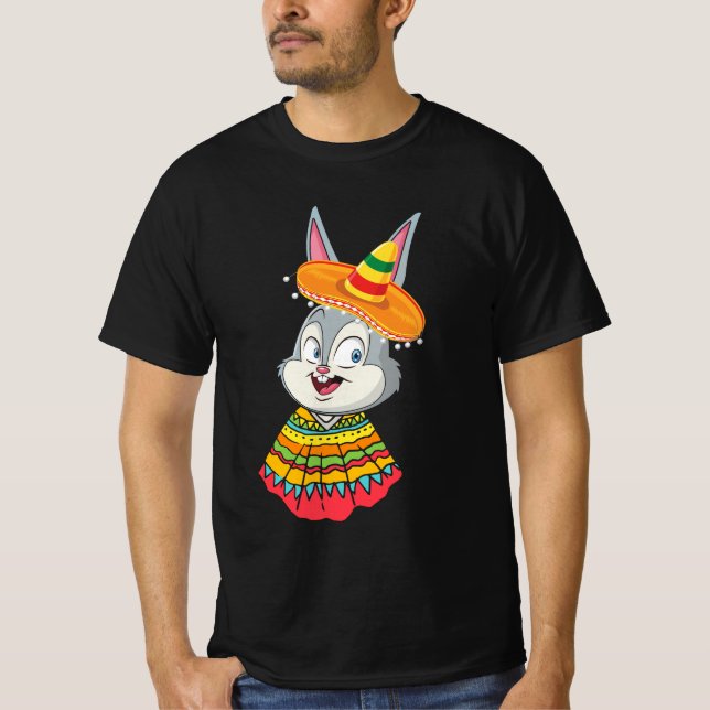 Camiseta Bunny Face With Sombrero Hat Cinco De Mayo Easter  (Anverso)