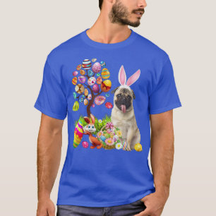 Camiseta Bunny Fawn Pug Dog Happy Eggs Tree