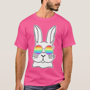 Camiseta Bunny Gay Pride Lgbtq Bunny Rainbow Sungafas Hap