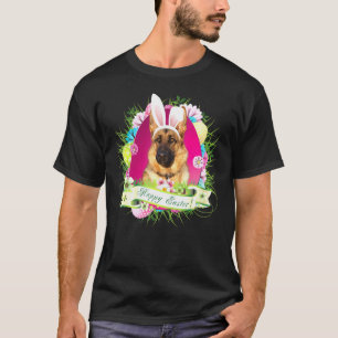 Camiseta Bunny German Shepherd Dog Happy Easter Day Egg Hun