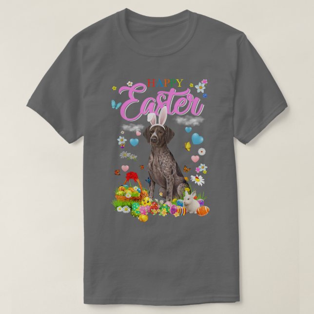 Camiseta Bunny German Shorthal Pointer Dog Happy Easter  (Diseño del anverso)