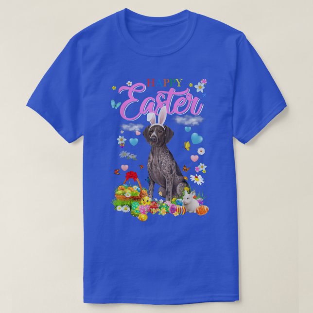 Camiseta Bunny German Shorthal Pointer Dog Happy Easter  (Diseño del anverso)