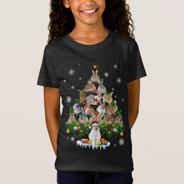 Camiseta Bunny Gift | Nieve de árbol de Navidad de conejo b (Anverso)