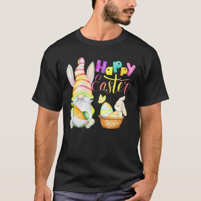 Camiseta Bunny Gnome Rabbit Eggs Hunting Happy Easter Day   (Anverso)