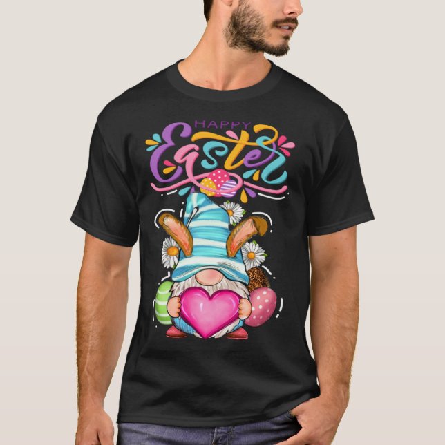 Camiseta Bunny Gnome Rabbit Eggs Hunting Happy Easter Day (Anverso)