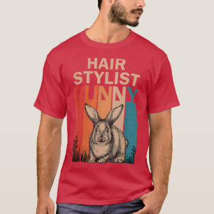 Camiseta Bunny Graphching Retro Hair Stylist Easter D