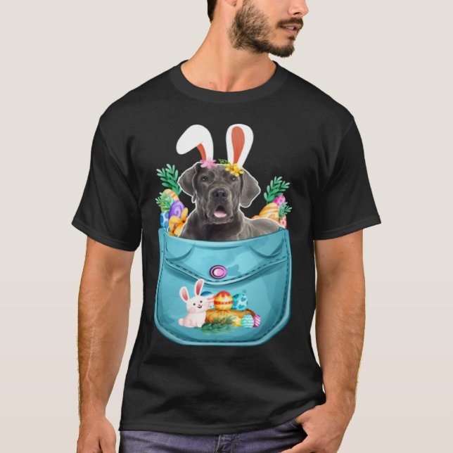 Camiseta Bunny Great Dane In Pocket Easter Day Eggs Bunny D (Anverso)