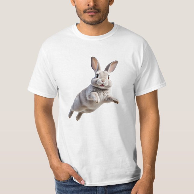 Camiseta Bunny Happy Playful Jumping En El Conejo Aéreo (Anverso)