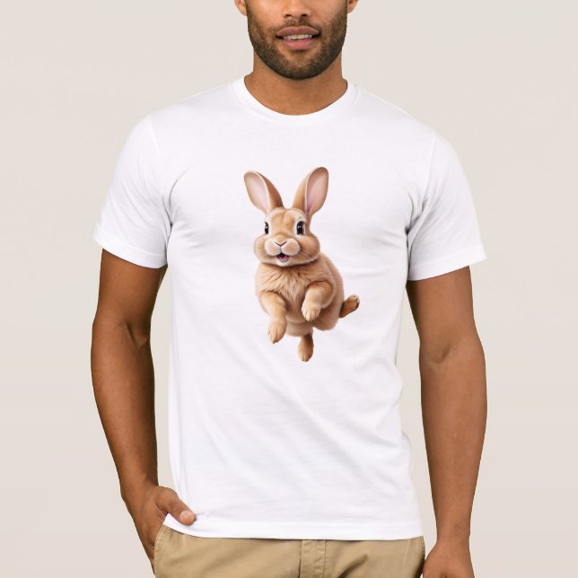 Camiseta Bunny Happy Playful Jumping En El Conejo Aéreo (Anverso)