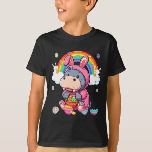 Camiseta Bunny Hippo Caza de Pascua Huevos Cesta Colorida R