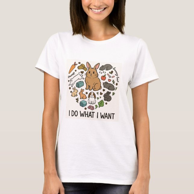 Camiseta Bunny "I Do What I Want" Tote Bag –Funny Rabbit (Anverso)
