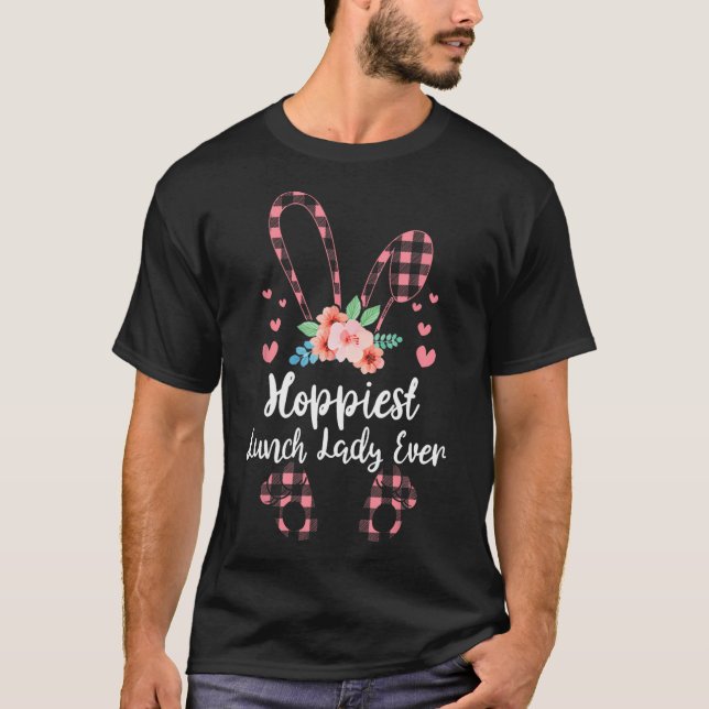 Camiseta Bunny Leopard Hoppiest Lunch Lady Ever Easter Day (Anverso)