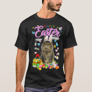 Camiseta Bunny Maine Coon Cat Feliz Eggs de Pascua