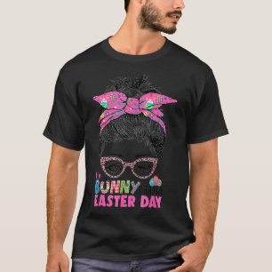 Camiseta Bunny Mama Easter Day 2022 Messy Bun Mom Mothers D