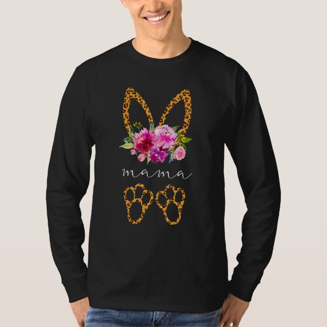 Camiseta Bunny Mama Leopard Easter Para Mujeres Hombres (Anverso)