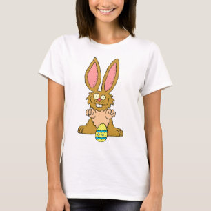 Camiseta Bunny marrón de Pascua con huevo adornado