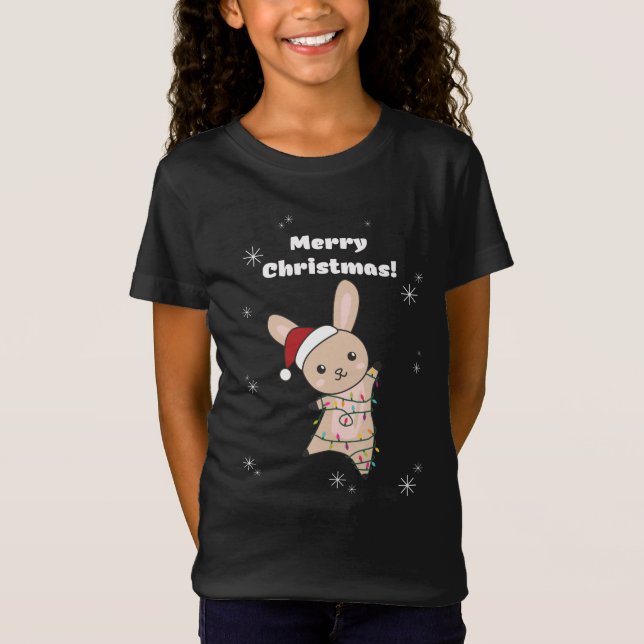Camiseta Bunny Merry Christmas Winter Animals Conejos T-Shi (Anverso)