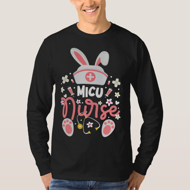 Camiseta Bunny MICU Nurse Cute Bunny Ears Medical Intensive (Anverso)