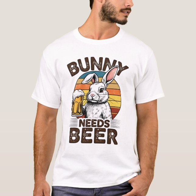 Camiseta Bunny Needs Beer Funny Design for Beer Lovers (Anverso)