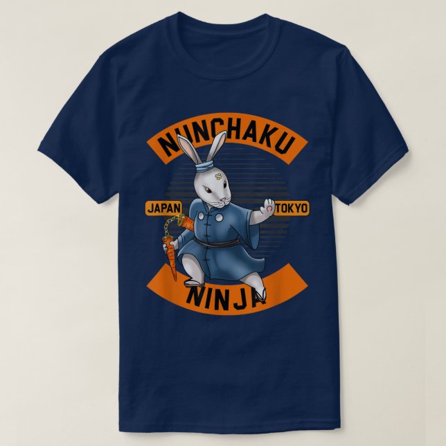 Camiseta Bunny Ninja Nunchucks marcial de Nuchaku Katana en (Diseño del anverso)