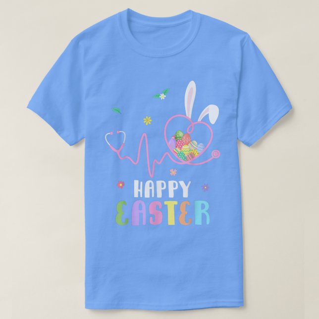 Camiseta Bunny Nurse Stethoscope Happy Easter Eggs Rabbit N (Diseño del anverso)