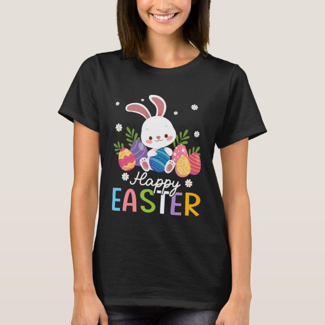 Camiseta Bunny Pastel Spring Hunt Eggs Rabbit Happy Easter  (Anverso)