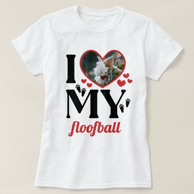 Camiseta Bunny Paws Red I Heart My Floofball Add Photo (Diseño del anverso)