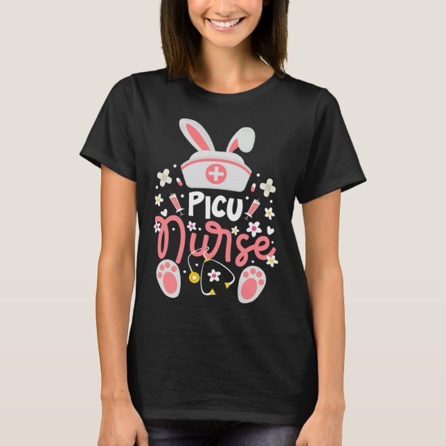 Camiseta Bunny PICU Nurse Bunny Ears Pediatric Intensive Ca (Anverso)