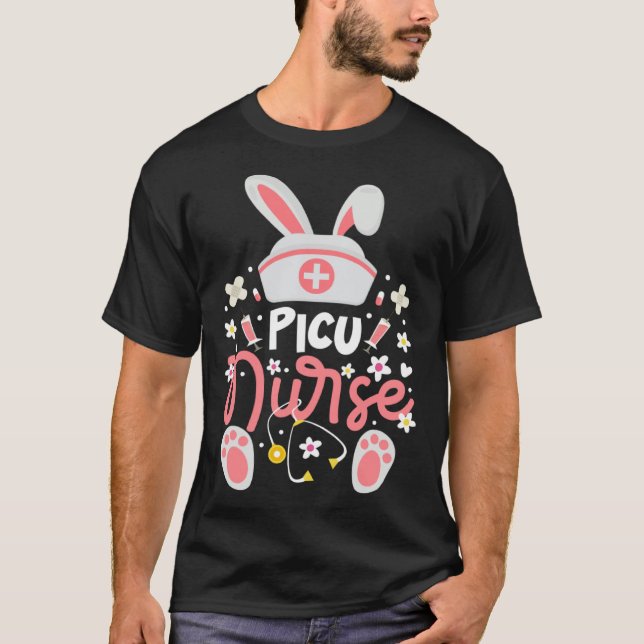 Camiseta Bunny PICU Nurse Bunny Ears Pediatric Intensive Ca (Anverso)