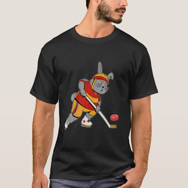 Camiseta Bunny Playing Ice Hockey Easter Rabbit Bunny Men W (Anverso)