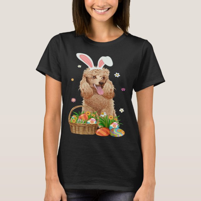 Camiseta Bunny Poodle Dog & Easter Egg Basket Easter Day Ki (Anverso)