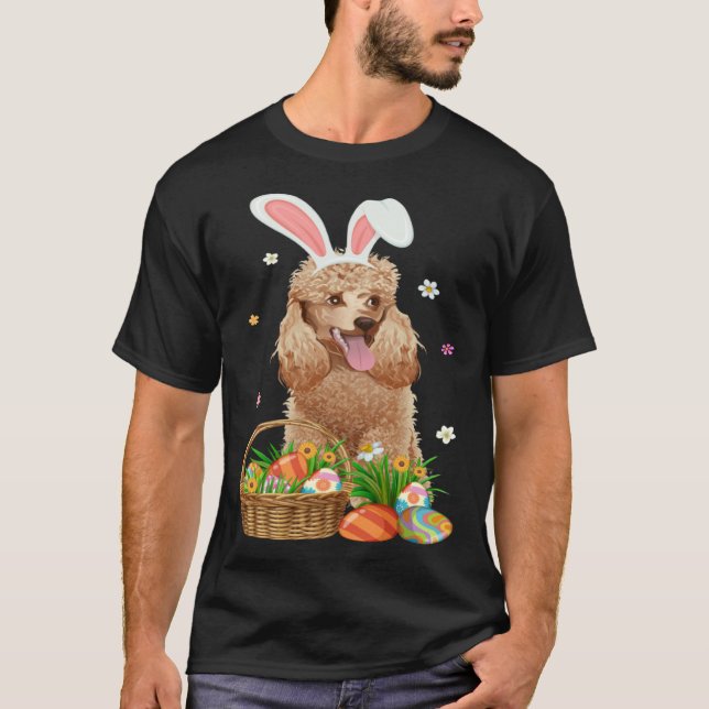 Camiseta Bunny Poodle Dog & Easter Egg Basket Easter Day Ki (Anverso)