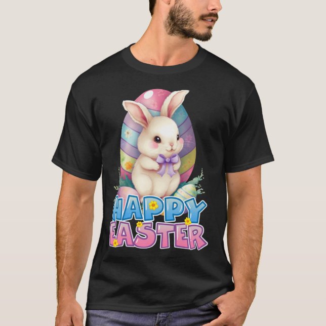 Camiseta Bunny Rabbit Face Happy Easter Day Women Girls (Anverso)