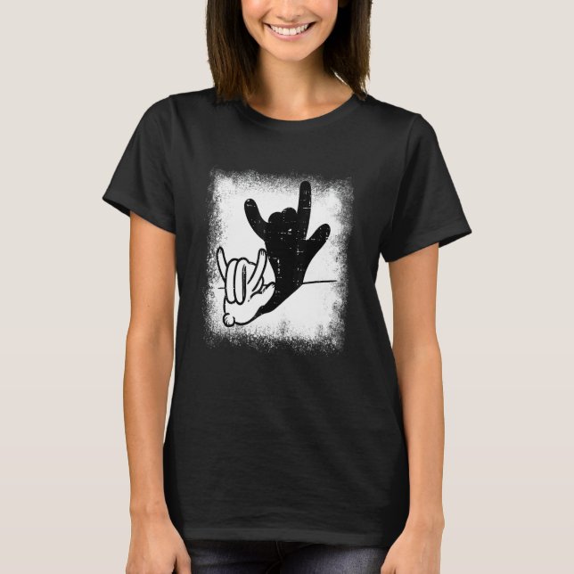Camiseta Bunny Rabbit Love You Hand Sign Language Shadow Bl (Anverso)