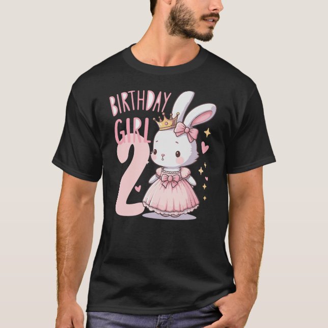 Camiseta Bunny Rabbit Princess Pink Children's Birthday 2 Y (Anverso)