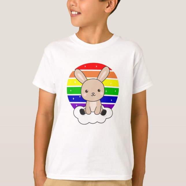 Camiseta Bunny Rainbow Purpurina Kawaii Bunny Cute Animals (Anverso)